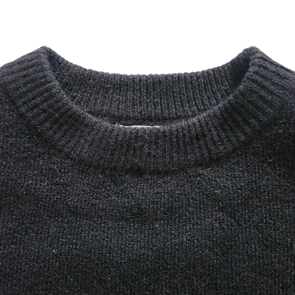 World Market Black Boxy Crop Cutout Sleeve Shimmer Sweater One Size - Picture 12 of 12